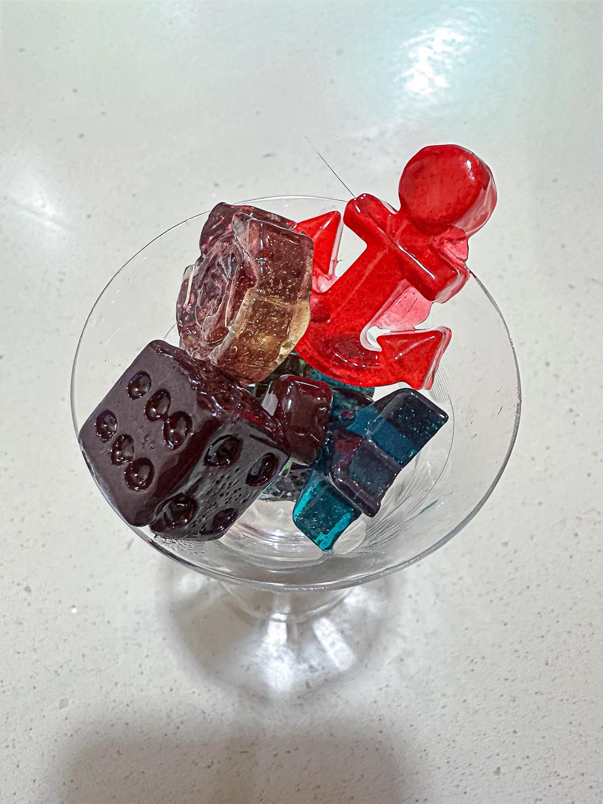 Glass candy in a martini bowl